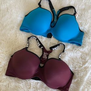 Pink Victoria’s Secret Campus Logo Sports Bras